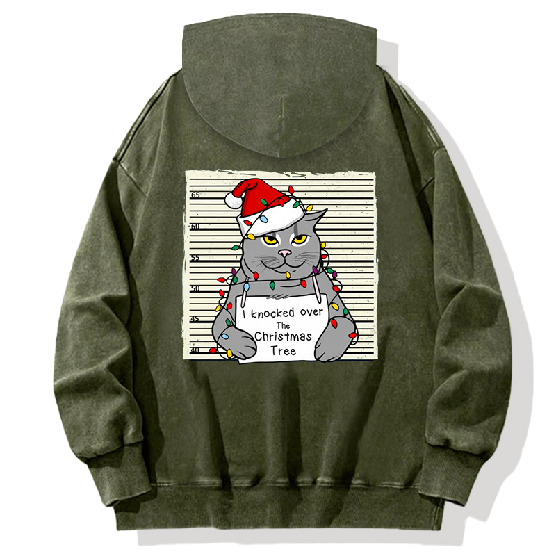 Tokyocanvas Christmas Cat In Jail Back Washed Hoodie