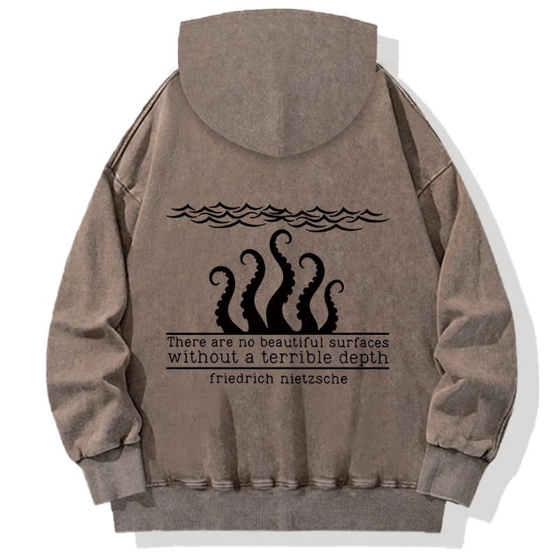 Tokyocanvas Mysterious Octopus Monster Back Washed Hoodie