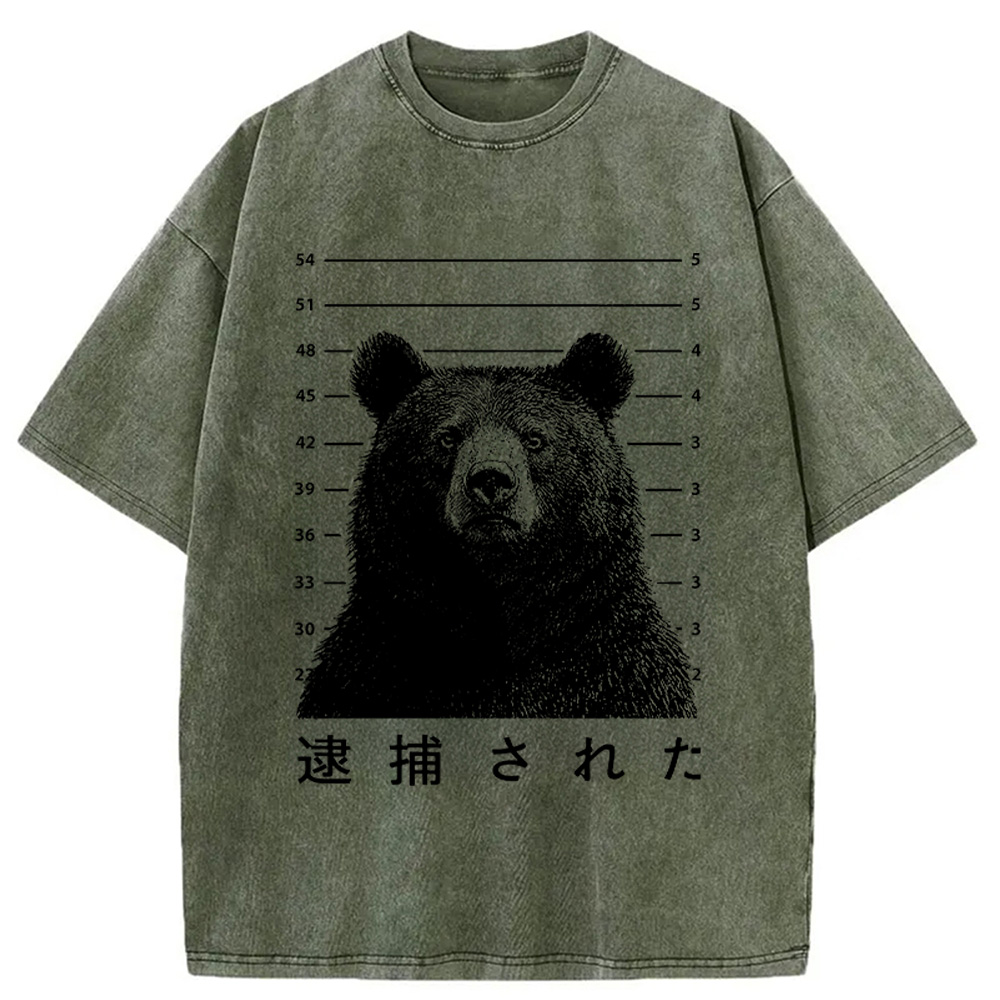 Tokyocanvas Arrested Bear Washed T-Shirt