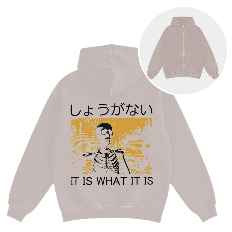 Tokyocanvas It is what it is Skeleton Washed Zip Hoodie