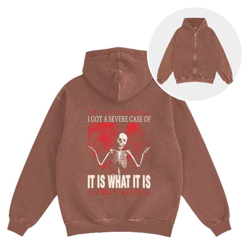 Tokyocanvas It Is What It Is Skeleton Washed Zip Hoodie