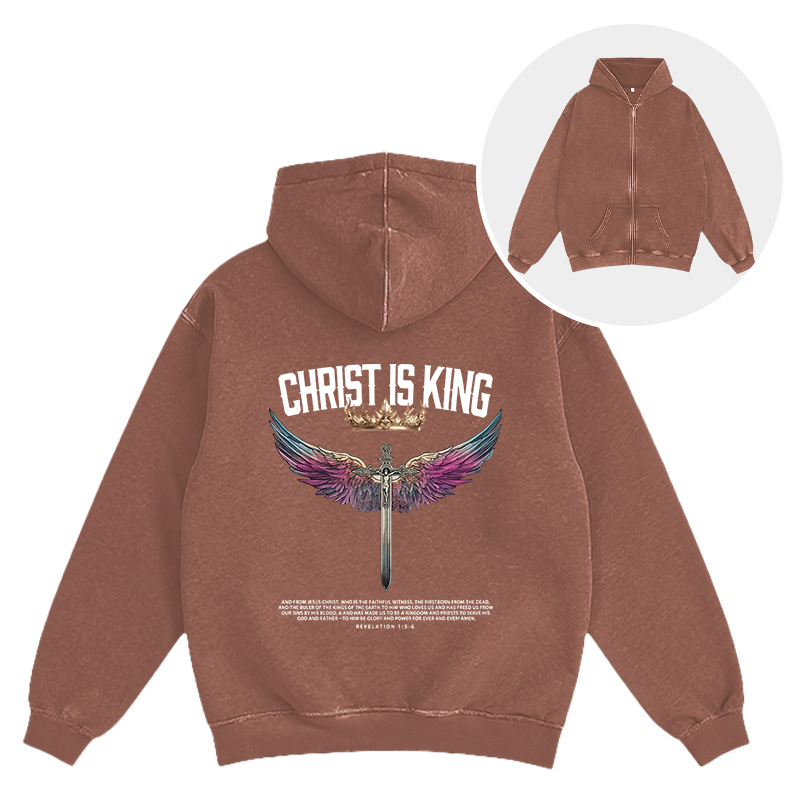 Tokyocanvas Christ Is King Christian Washed Zip Hoodie