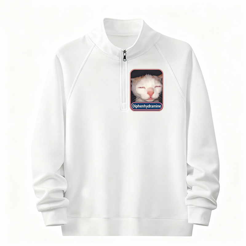 Tokyocanvas Funny Cat Meme Half-Zip Sweatshirt