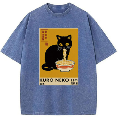 Tokyocanvas Kuro Neko Ramen Washed T-Shirt