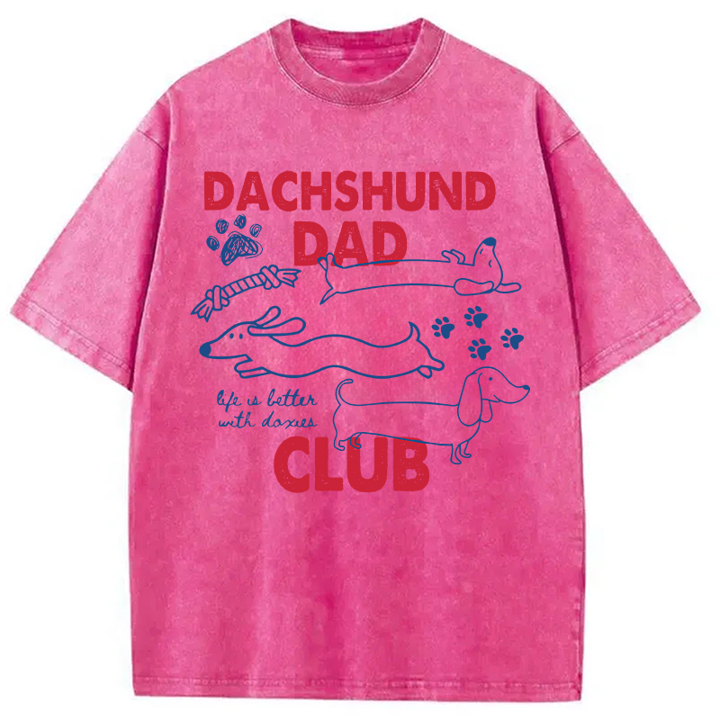 Tokyocanvas Dachshund Dad Club Washed T-Shirt