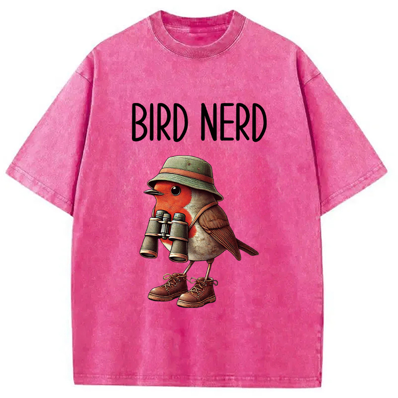 Tokyocanvas Funny Bird Nerd Washed T-Shirt