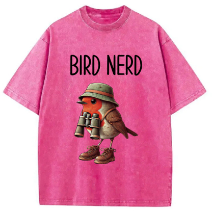 Tokyocanvas Funny Bird Nerd Washed T-Shirt