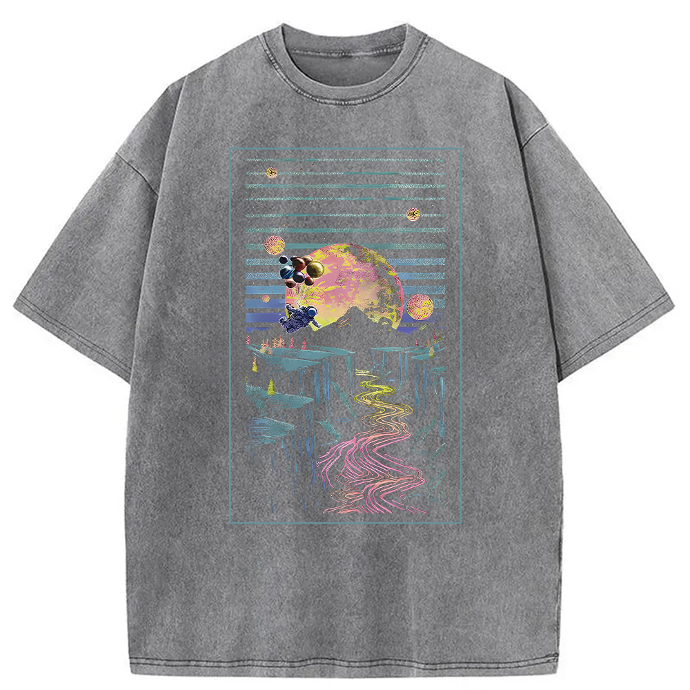 Tokyocanvas Moon And Balloon Washed T-Shirt