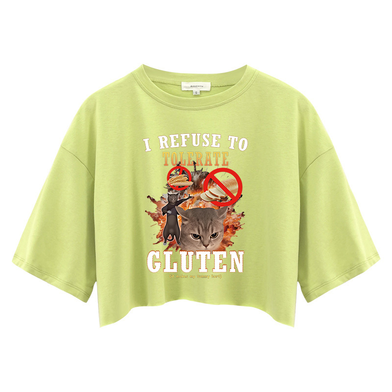 Tokyocanvas I Refuse to Tolerate Gluten Crop Top