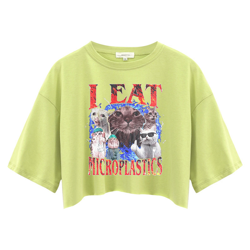Tokyocanvas I Eat Microplastics Crop Top