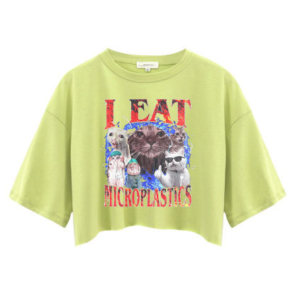 Tokyocanvas I Eat Microplastics Crop Top