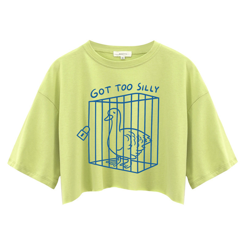 Tokyocanvas Got Too Silly Funny Crop Top