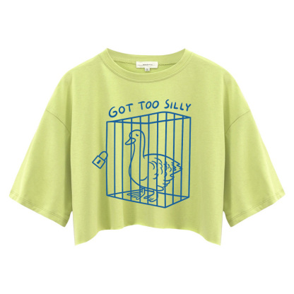 Tokyocanvas Got Too Silly Funny Crop Top