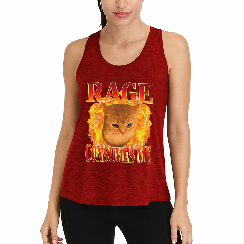 Tokyocanvas Rage Consumes Me Edgy Funny Cat Meme Fitness Tank