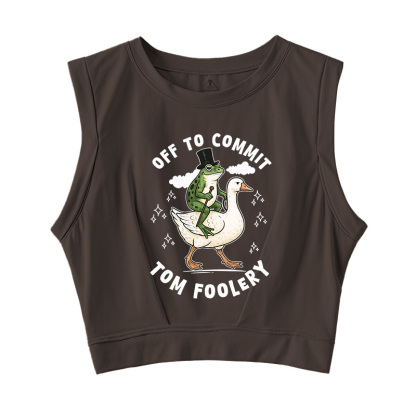 Tokyocanvas Frog Riding Goose Funny Sarcastic Meme Sleeveless Crop Top