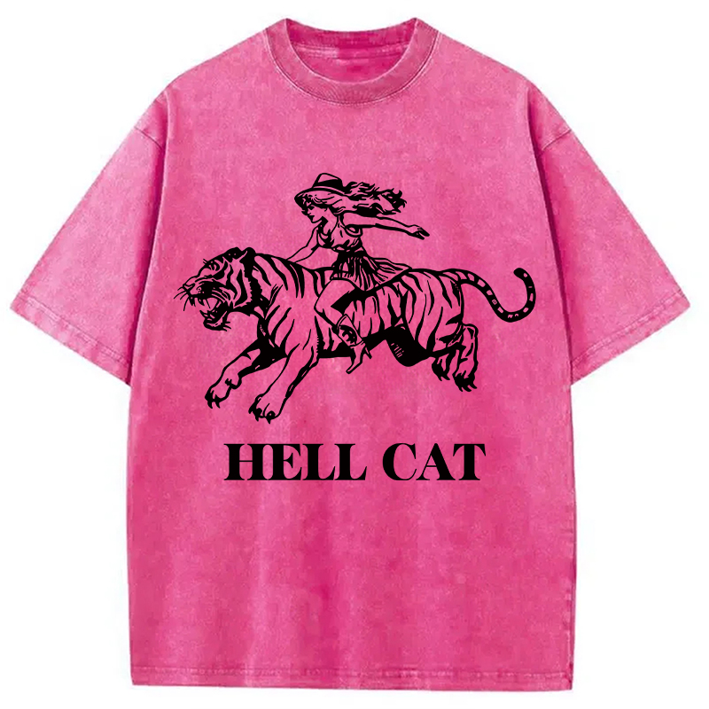 Tokyocanvas Vintage Cowgirl Hell Cat Washed T-Shirt