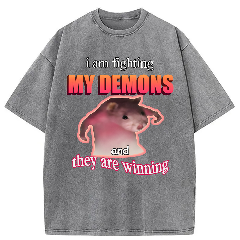 Tokyocanvas Rage Rat Meme Washed T-Shirt
