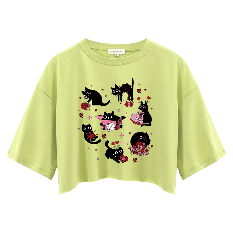 Tokyocanvas Cat Valentine Heart Crop Top