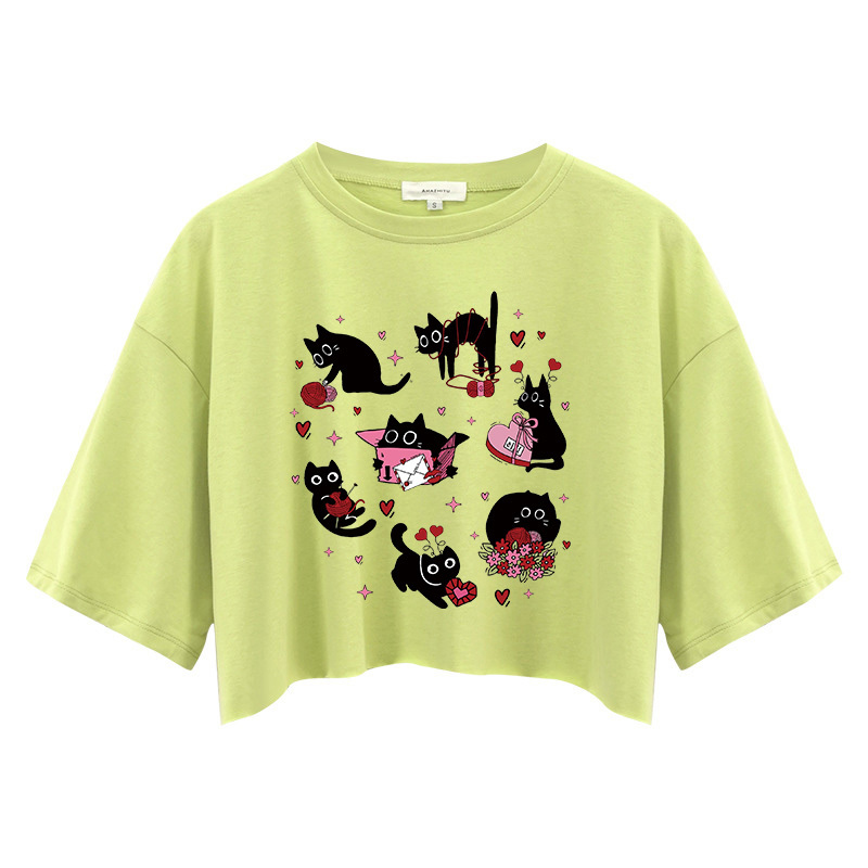 Tokyocanvas Cat Valentine Heart Crop Top