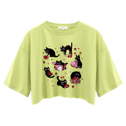 Tokyocanvas Cat Valentine Heart Crop Top