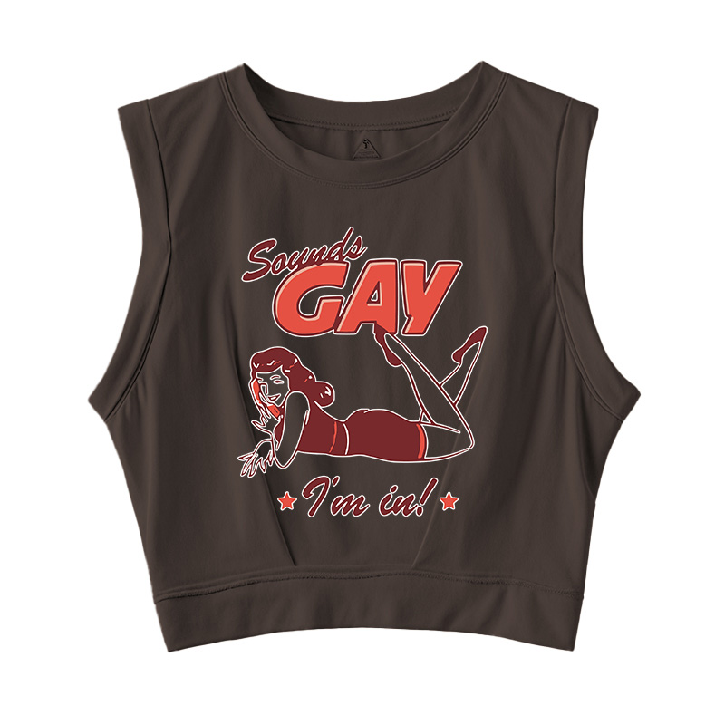 Tokyocanvas Sounds Gay I'm In Ringe Sleeveless Crop Top