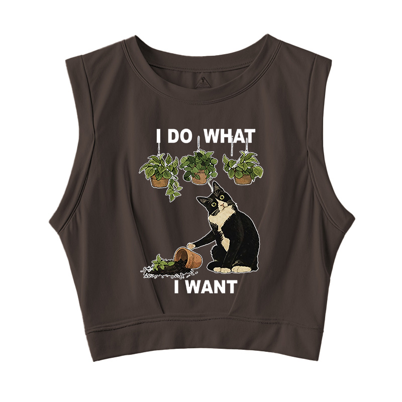 Tokyocanvas I Do What I Want Cat Sleeveless Crop Top