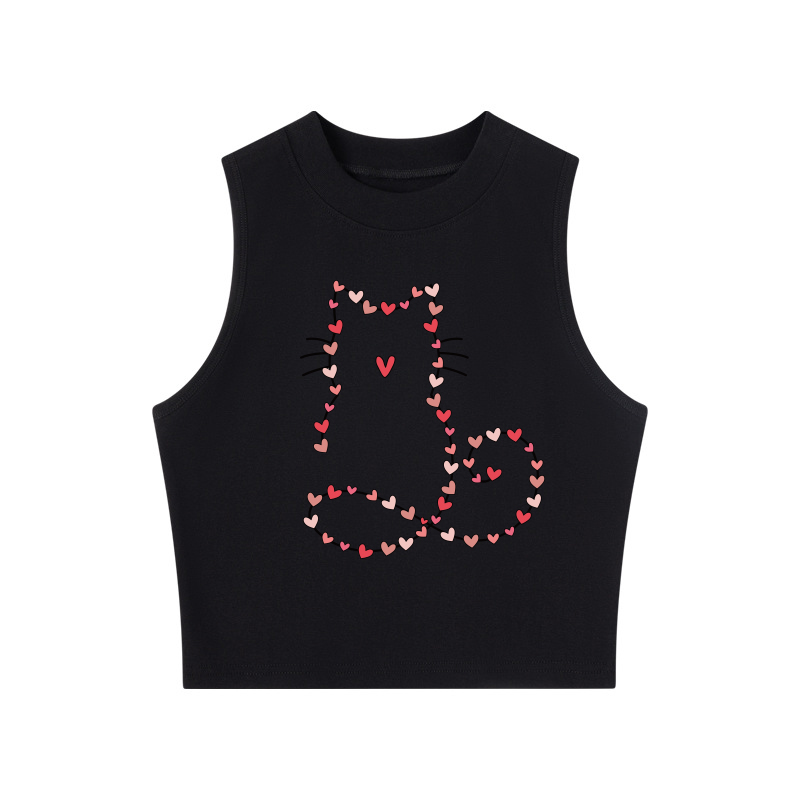 Tokyocanvas Cat Valentine Crew Neck Crop Top