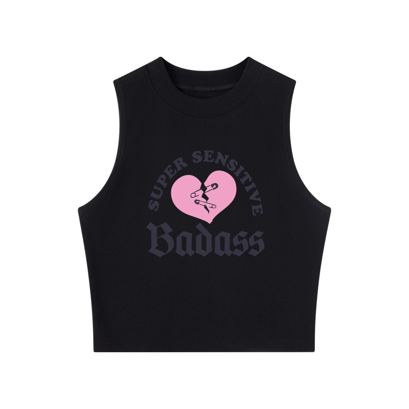 Tokyocanvas Super Sensitive Badass Crew Neck Crop Top