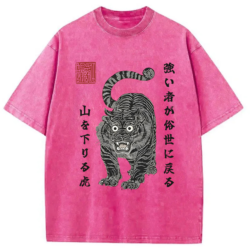 Tokyocanvas Wild Back Strong Tiger Washed T-Shirt