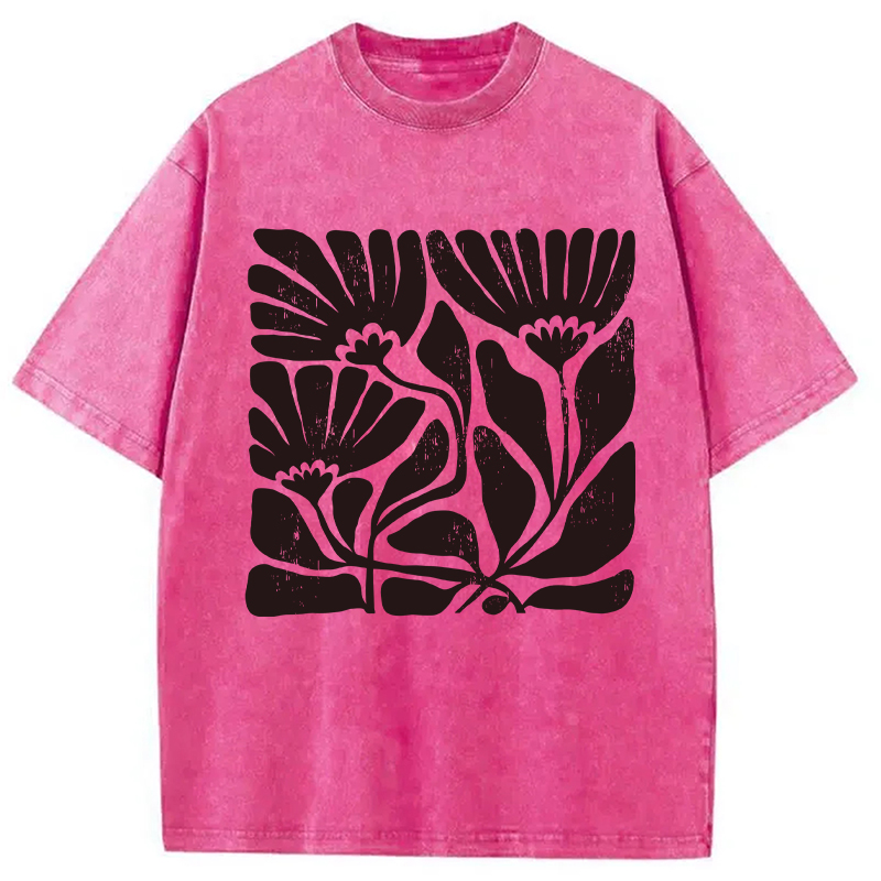 Tokyocanvas Abstract Floral Washed T-Shirt