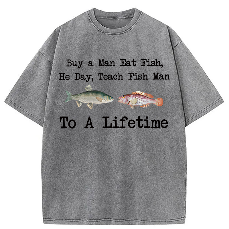 Tokyocanvas Buy a Man Eat Fish Washed T-Shirt