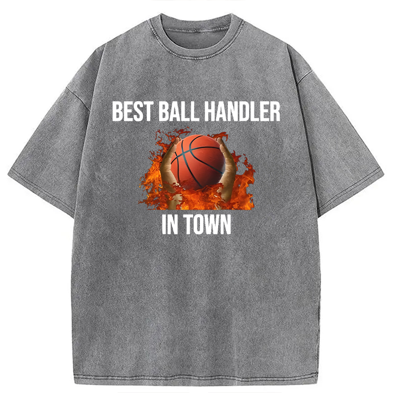 Tokyocanvas Ball Handler Basketball Funny Meme Washed T-Shirt