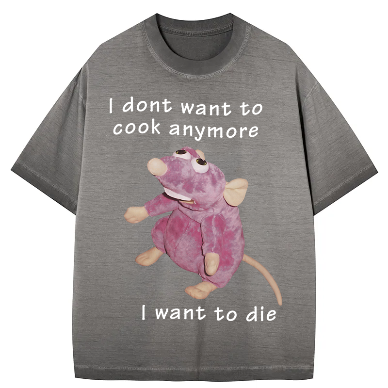 Tokyocanvas I Don't Want To Cook Anymore Gradient Washed T-Shirt