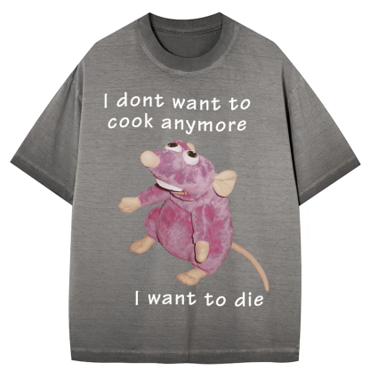 Tokyocanvas I Don't Want To Cook Anymore Gradient Washed T-Shirt