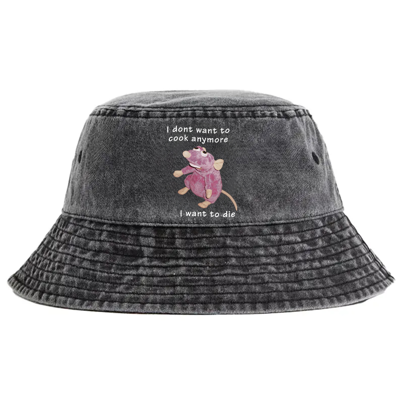 Tokyocanvas I Don't Want To Cook Anymore Washed Bucket Hat