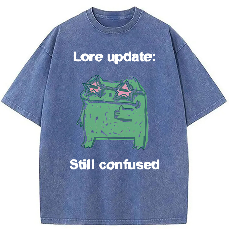 Tokyocanvas Lore Update Still Confused Frog Washed T-Shirt