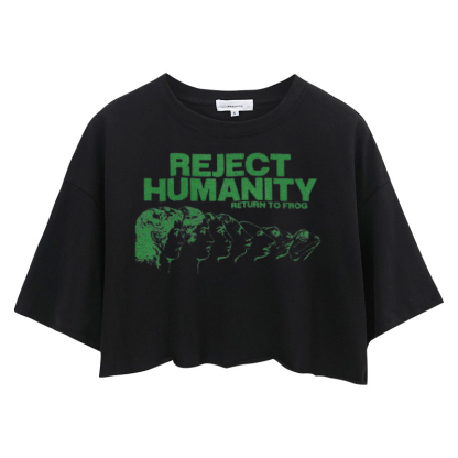 Tokyocanvas Reject Humanity Meme Crop Top