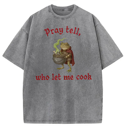 Tokyocanvas Pray Tell Funny Frog Meme Washed T-Shirt