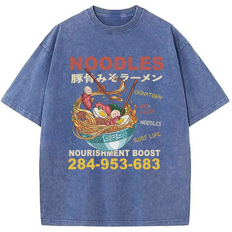 Tokyocanvas Cute Ramen Noodle Washed T-Shirt