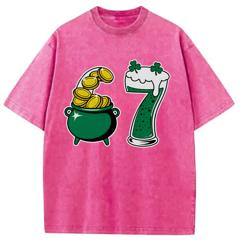 Tokyocanvas Funny 6 7 St Patricks Day Washed T-Shirt