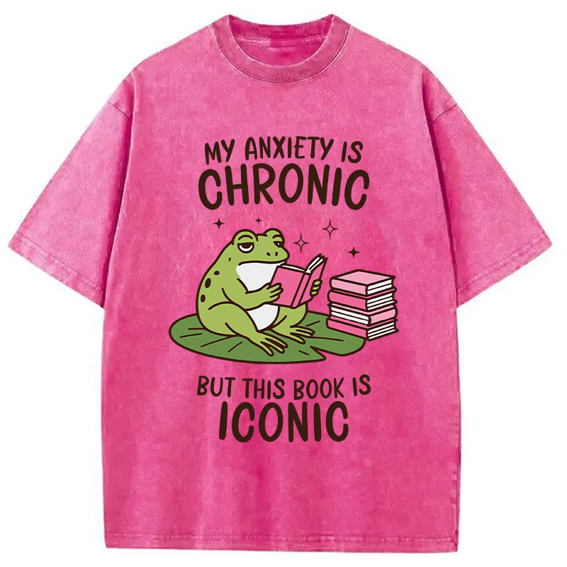 Tokyocanvas Funny Frog Reading Washed T-Shirt