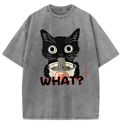 Tokyocanvas Kawaii Noodle Cat Washed T-Shirt