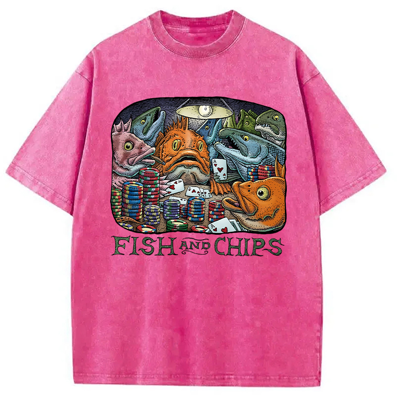 Tokyocanvas Fish And Chips Washed T-Shirt