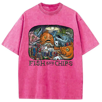 Tokyocanvas Fish And Chips Washed T-Shirt