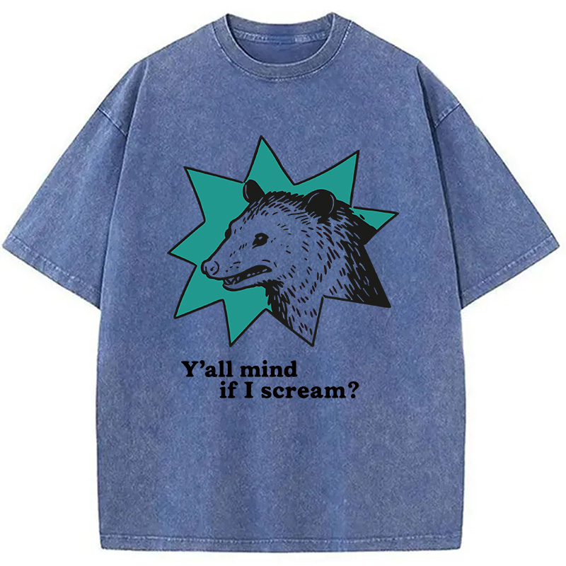 Tokyocanvas Y'all Mind If I Scream Possum Washed T-Shirt
