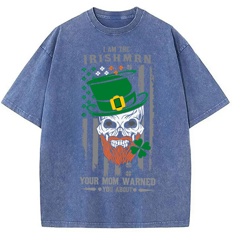 Tokyocanvas Clover Skull St. Patrick's Day Washed T-Shirt