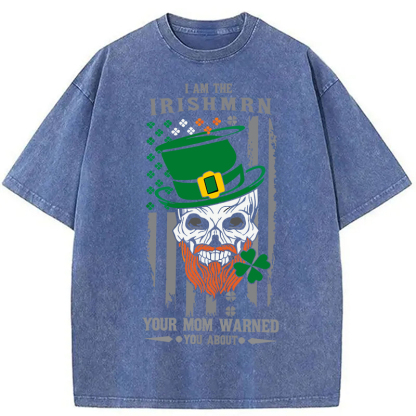 Tokyocanvas Clover Skull St. Patrick's Day Washed T-Shirt