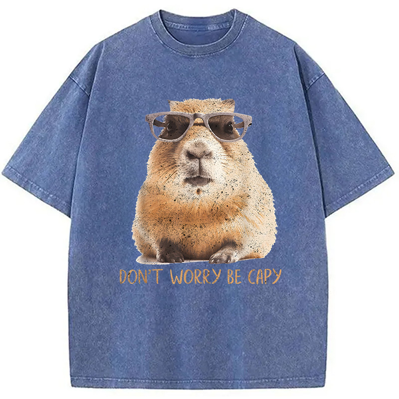 Tokyocanvas Don't Worry Be Capy Capybara Washed T-Shirt