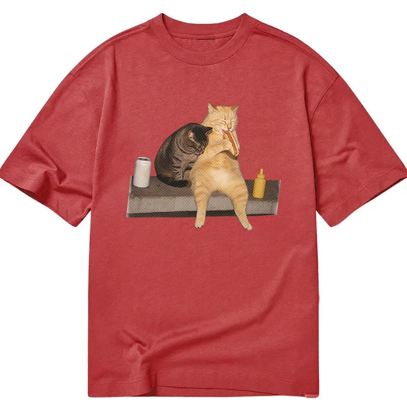 Tokyocanvas Cat Eating Hot Dog Classic T-Shirt