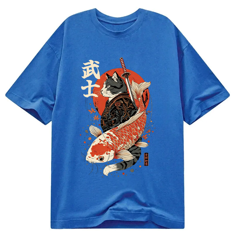 Tokyocanvas Samurai Cat And Koi Classic T-Shirt